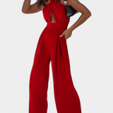 Jessica Mono Halter Kryžminis Be Nugaros ir Plačiomis Kelnėmis