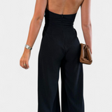 Jessica Mono Halter Kryžminis Be Nugaros ir Plačiomis Kelnėmis
