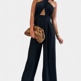 Jessica Mono Halter Kryžminis Be Nugaros ir Plačiomis Kelnėmis