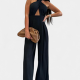 Jessica Mono Halter Kryžminis Be Nugaros ir Plačiomis Kelnėmis