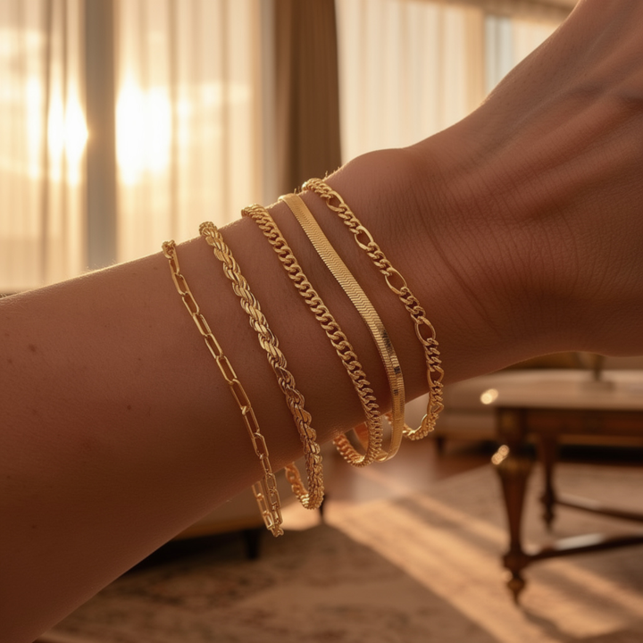 ELISE™ | Auksinis apyrankių rinkinys