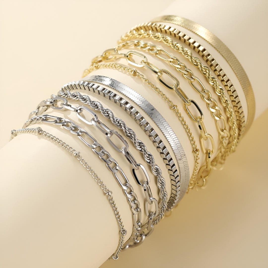 ELISE™ | Auksinis apyrankių rinkinys