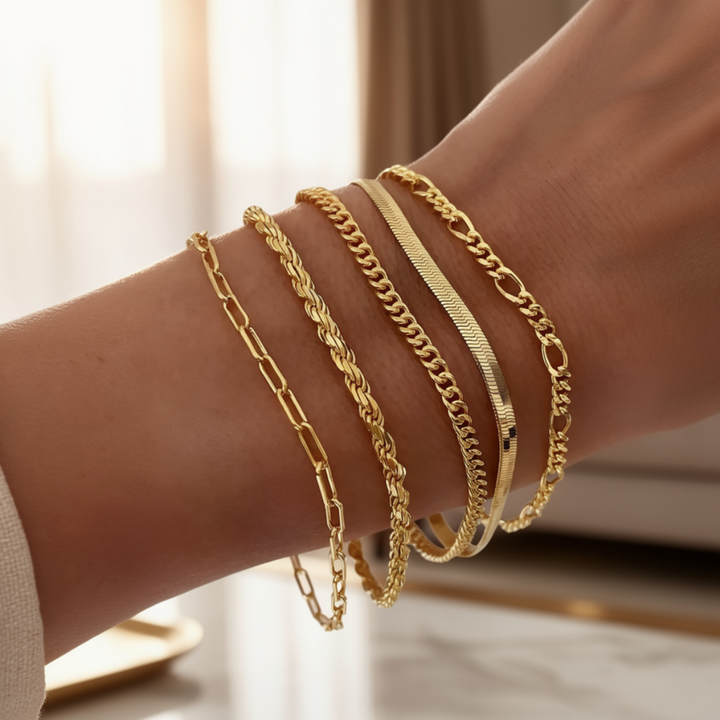 ELISE™ | Auksinis apyrankių rinkinys