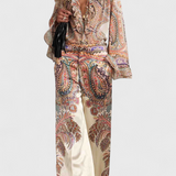 Finely Komplektas arba Volanų Blūzė ir Vintage Paisley Raštas
