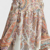 Finely Komplektas arba Volanų Blūzė ir Vintage Paisley Raštas